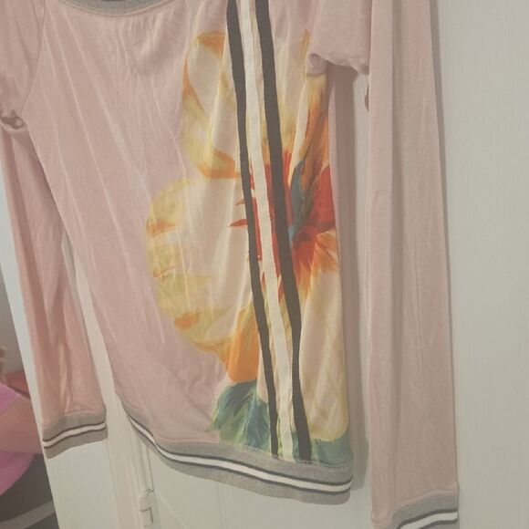 Express Gray and Pink Striped Top - Picture 2 of 6